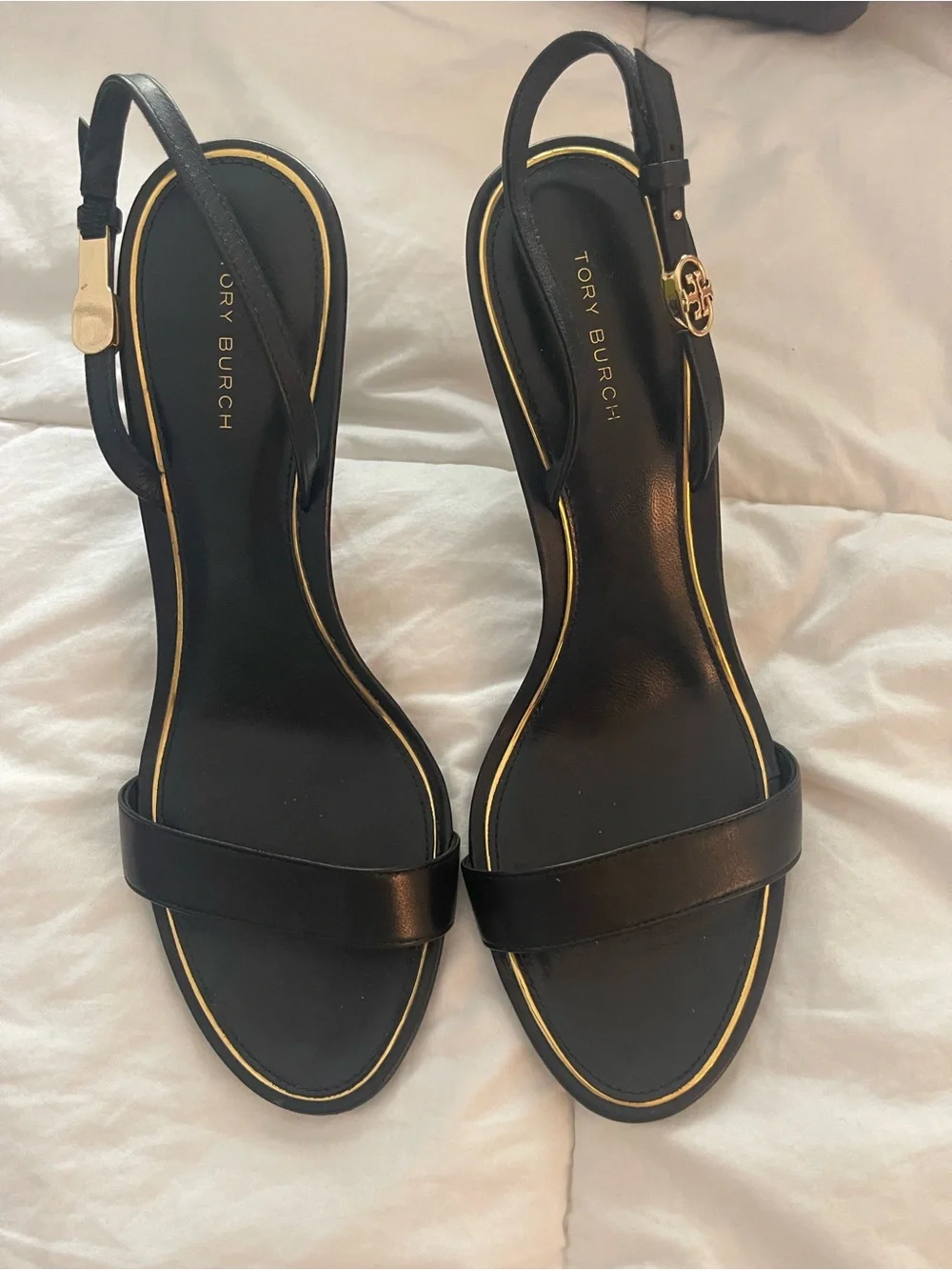 Tory Burch Black Leather Strappy Stiletto Sandals